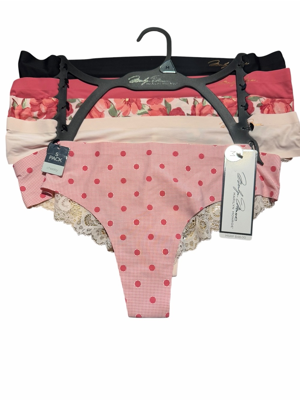 5-Pack Women's Bikini Panties - Mixed Pink & Black Assortment